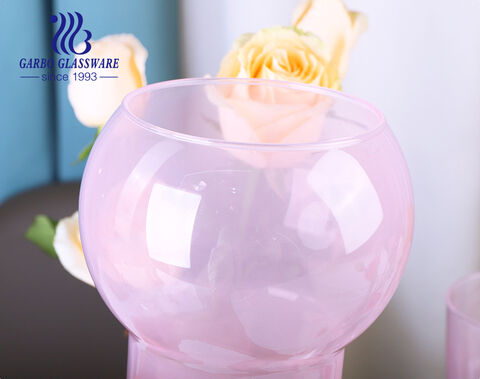 Vaso de flores de vidro rosa com 168 mm de altura Vaso de tulipa