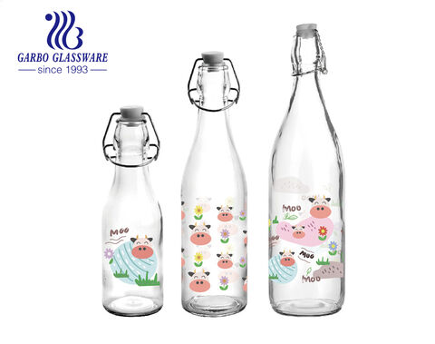 Small medium large size glass juice preserving bottle with clip lid