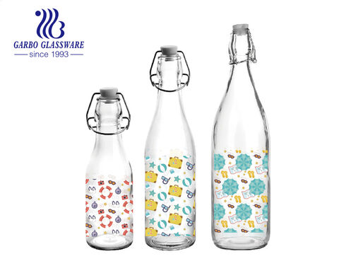 Small medium large size glass juice preserving bottle with clip lid