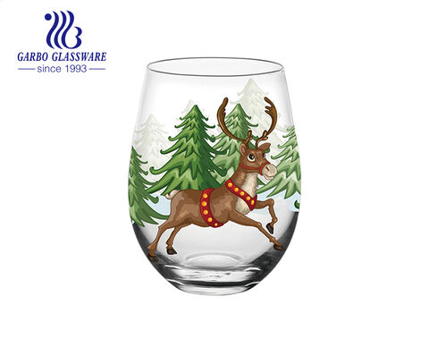 Vaso festivo de cristal en forma de huevo con calcomanía de árbol de Navidad