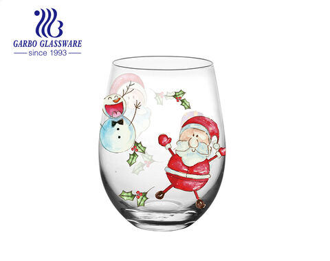 Vaso festivo de cristal en forma de huevo con calcomanía de árbol de Navidad