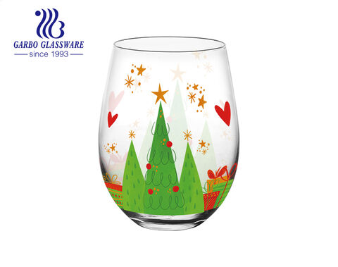 Festive Glass Egg-Shaped Cup with Christmas Tree Decal
