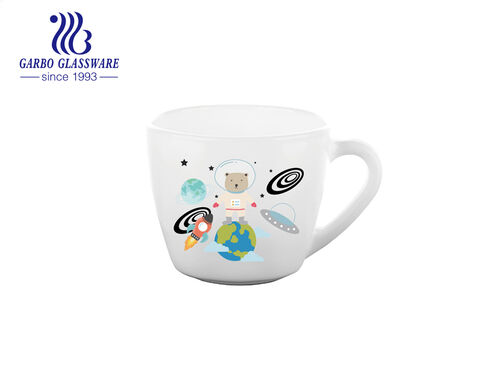 Venta caliente en la India Taza de vidrio opal de vidrio blanco de 190 ml con platillo