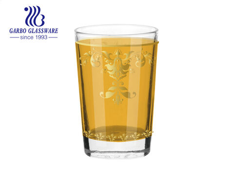Hot-sale classical 6OZ Morocco tea glass with customized golden decals for home use