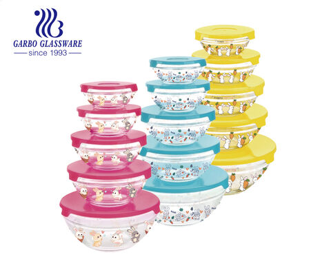 Sonderedition Kaninchen-Aufkleber Druckglas Salatschüsseln Sets von 5 Stück