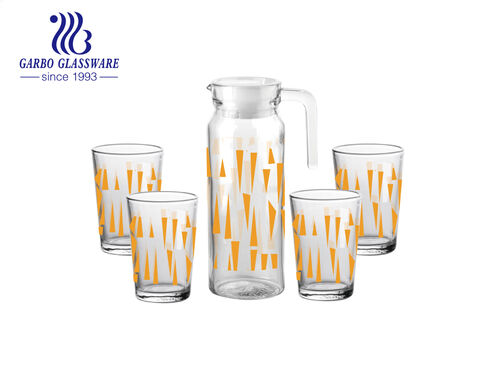 5PCS factory cheap water drinking jug set with customized decal for home hotel use