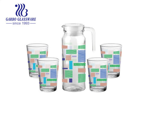 5PCS factory cheap water drinking jug set with customized decal for home hotel use