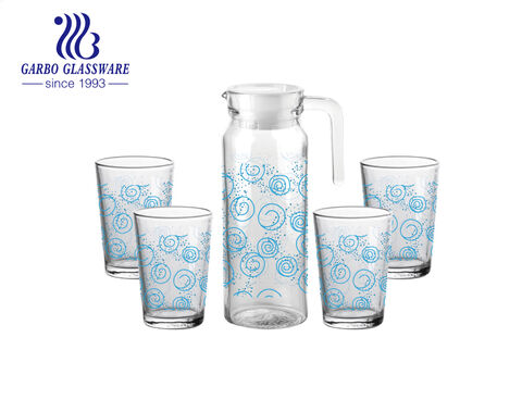 5PCS factory cheap water drinking jug set with customized decal for home hotel use