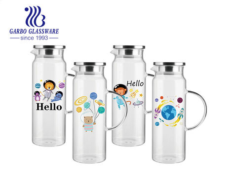 Brocca in vetro borosilicato da 1.2L con disegno personalizzato per acqua calda