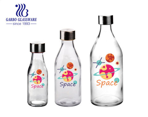 Hot-Selling Round Shape Trendy Glass Bottles with Stylish Decals