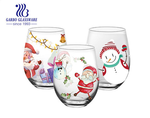 Luxury Egg Shaped Glass Cup with Christmas Festive Decals