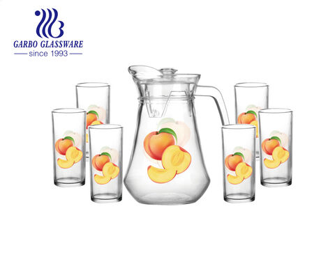 Wholesale factory customized green apple design 1300ml big capacity glass jug set