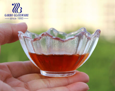 1.7 oz handgefertigte Teetasse aus Glas mit Lotus-Design