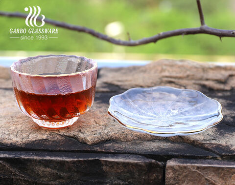 Ensemble plat et soucoupe en verre élégant et polyvalent pour le marché arabe