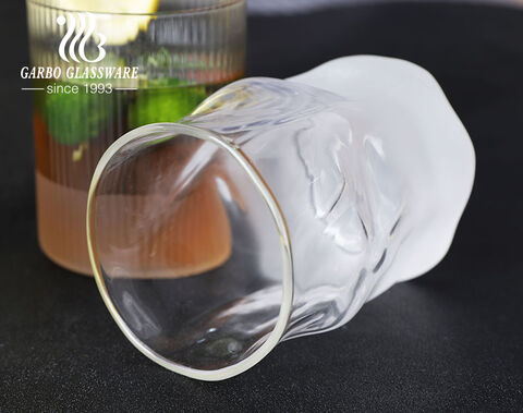 Ball shaped 16oz glass water cup with frosted bottom decoration