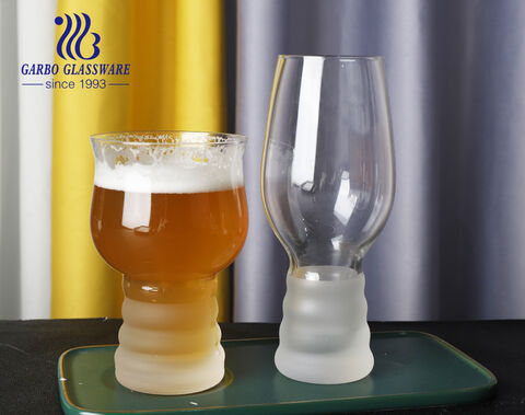 Solid transparent pint beer glass cups with sanded frosting