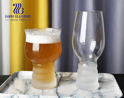 Solid transparent pint beer glass cups with sanded frosting