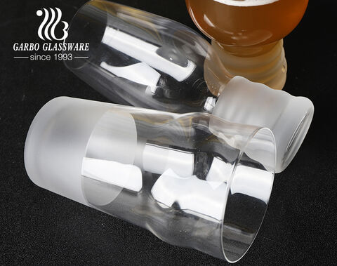 Solid transparent pint beer glass cups with sanded frosting