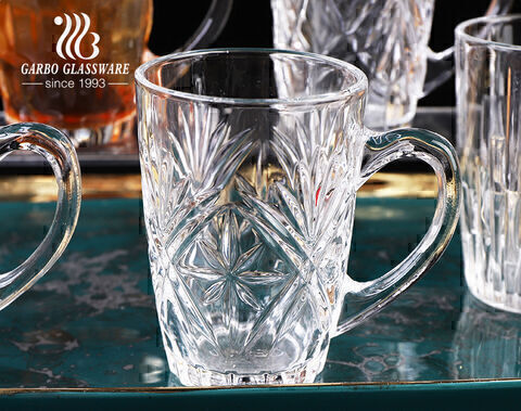 Personalized Embossed Clear Glass Cup with Handle 200ml  