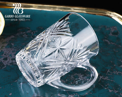 Vaso de Cristal Transparente Repujado Personalizado con Asa 200ml