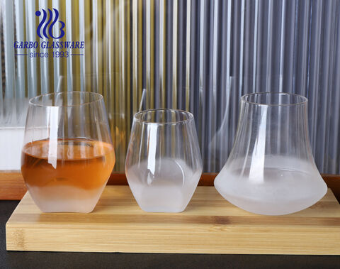 Bicchiere in vetro irregolare di alta qualità fatto a mano con disegni parzialmente glassati