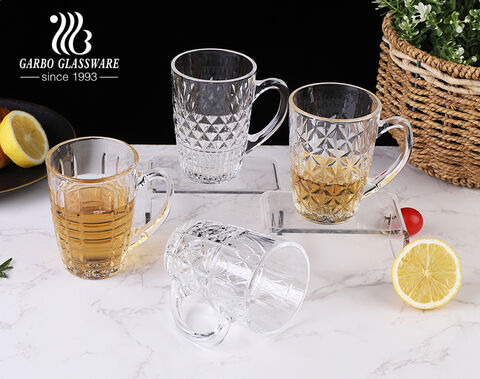 High-end Glass Mug with 4 Unique Mold Designs and High White Quality