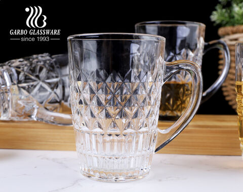 High-end Glass Mug with 4 Unique Mold Designs and High White Quality