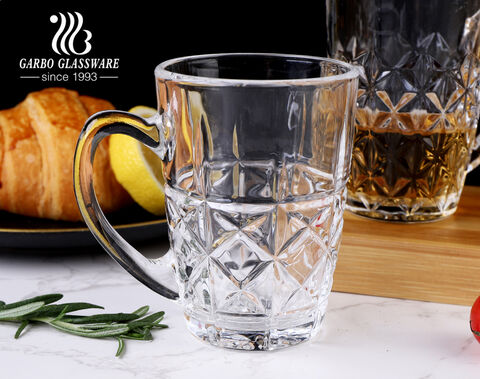 High-end Glass Mug with 4 Unique Mold Designs and High White Quality