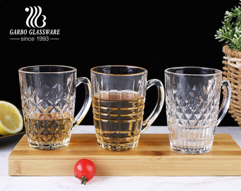 High-end Glass Mug with 4 Unique Mold Designs and High White Quality