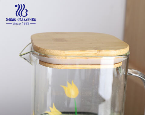 Square high borosilicate glass storage jar with bamboo lid - MAY INC