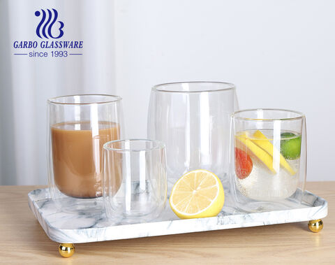 535ML Modern High Borosilicate Customized Double Wall Glass Cup