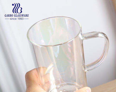 Cốc thủy tinh borosilicate cao màu cầu vồng 23oz có tay cầm