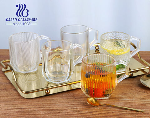 Taza de cristal de agua y café de té transparente de lujo de 10.5 oz