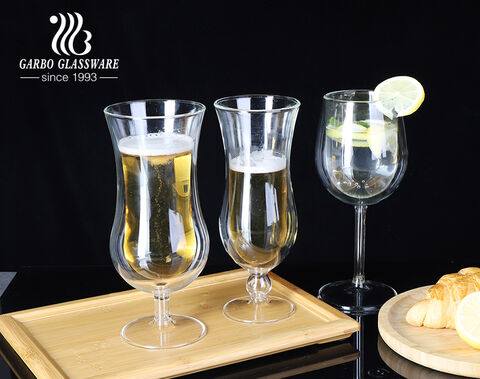 Luxury double wall glass goblet for champagne and wine service