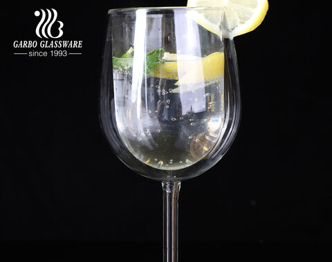 Copa de cristal de doble pared de lujo para servicio de champán y vino