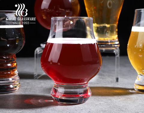 Ale wheat craft pilsner beer glasses with wooden holder 5pcs kit