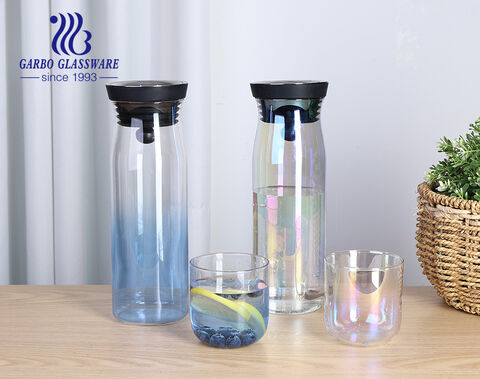 Ensemble de pichet et tasse en verre borosilicaté à placage ionique alliant durabilité et style