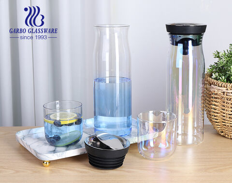 Combinação perfeita de forma e função de jarro de vidro borosilicato banhado a íon e conjunto de copos