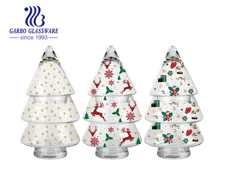 500ml Christmas Tree Glass Storage Jar With Lid