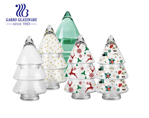 500ml Christmas Tree Glass Storage Jar With Lid