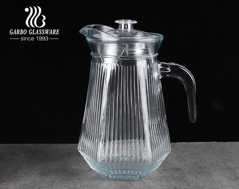 Classical 1000ml 1L glass water pitcher home use water jug with plastic lid