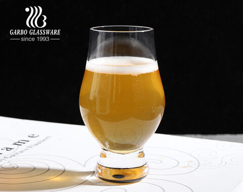 Verres à bière tulipe et sans pied avec support en bois portable 7 pièces