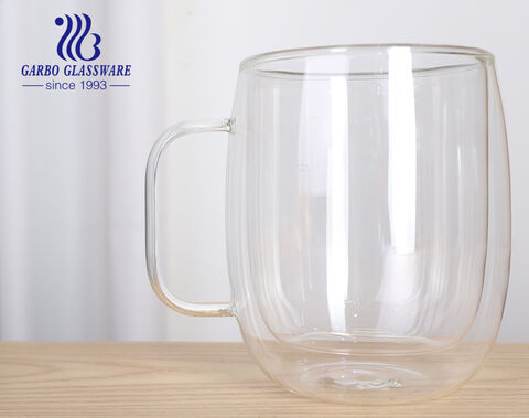 Caneca de vidro borosilicato de parede dupla alta de 525 ml - elegante e estilosa