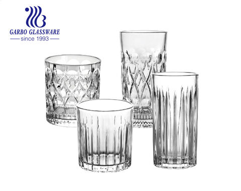 11oz altmodisches Whiskyglas mit H-Wellen-Design