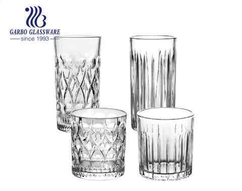 Baroque style crystal 14oz highball glasses