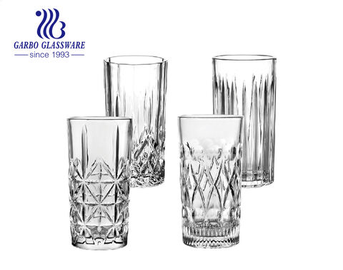 Baroque style crystal 14oz highball glasses