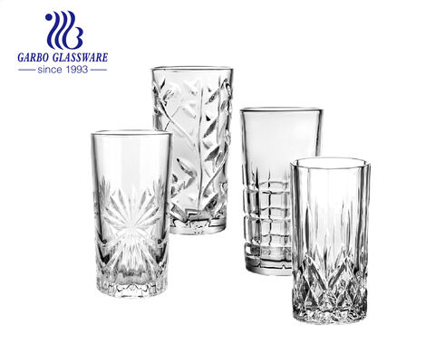 Gobelet à eau de luxe en verre highball blanc avec motif marteau