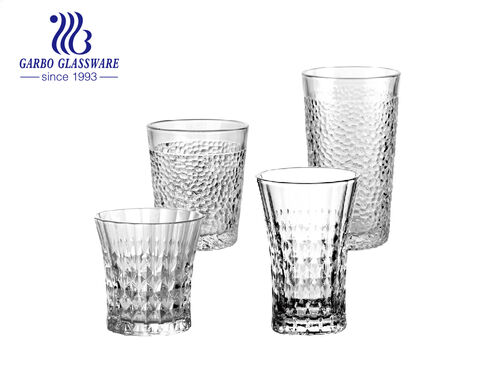 Luxury high white highball glass water cup with hammer pattern