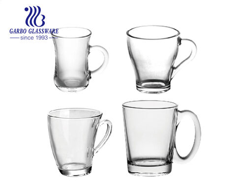 Classic transparent clear 8oz 9oz glass tea serving mugs