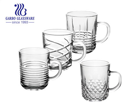 Klare 200-ml-Kaffeetasse aus zartem Glas mit Henkel für Tee